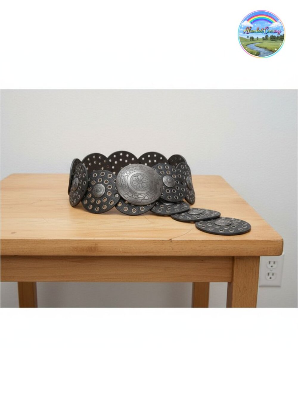 Wide Boho Disc Concho Leather Belt 90mm Statement Waist Belt